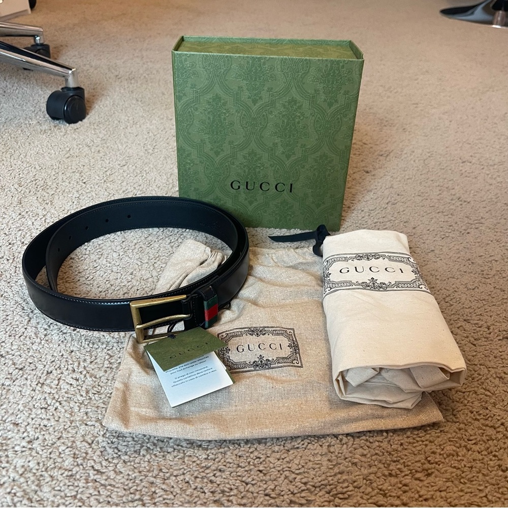 🌟NWT🌟 MENS LEATHER GUCCI BELT SIZE: GUCCI 100 - Picture 8 of 12